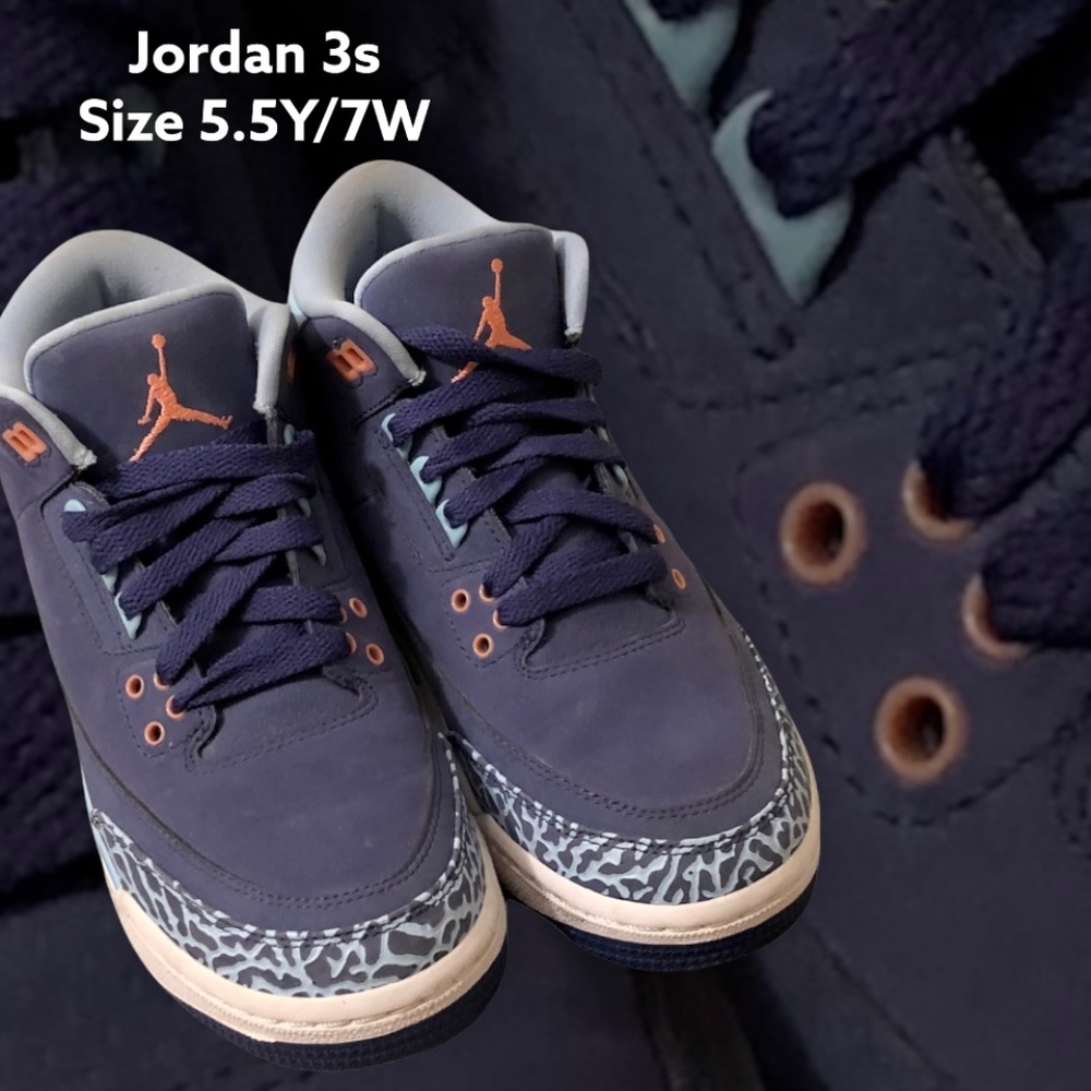 Purple Jordans 3s 5Y 7 Women